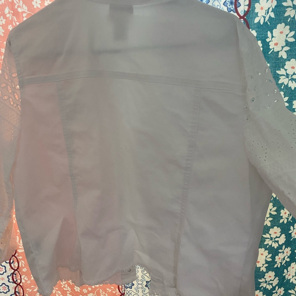 Ruby Rd. White Eyelet Jean Jacket - Picture 5 of 9